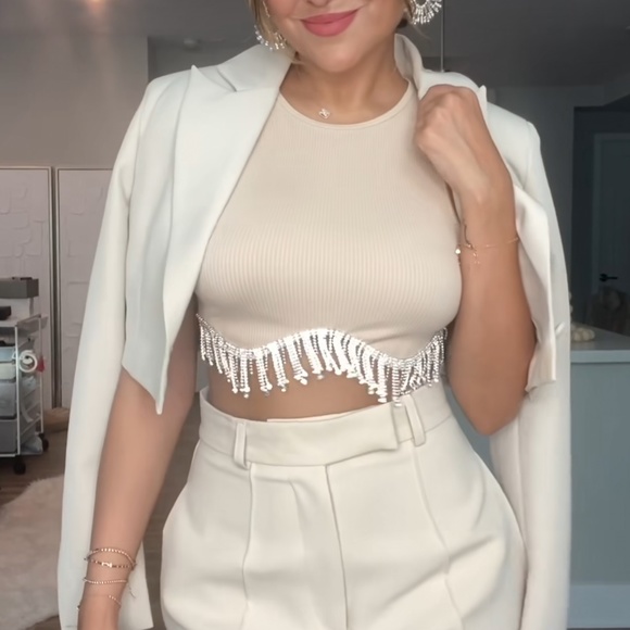 Zara SEAMLESS RHINESTONE TOP - Picture 6 of 16